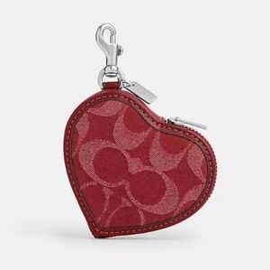 *NWT* COACH Mini Heart Bag Charm Pouch In Signature Denim